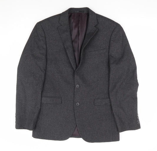 B&W Mens Grey Wool Jacket Suit Jacket Size 38