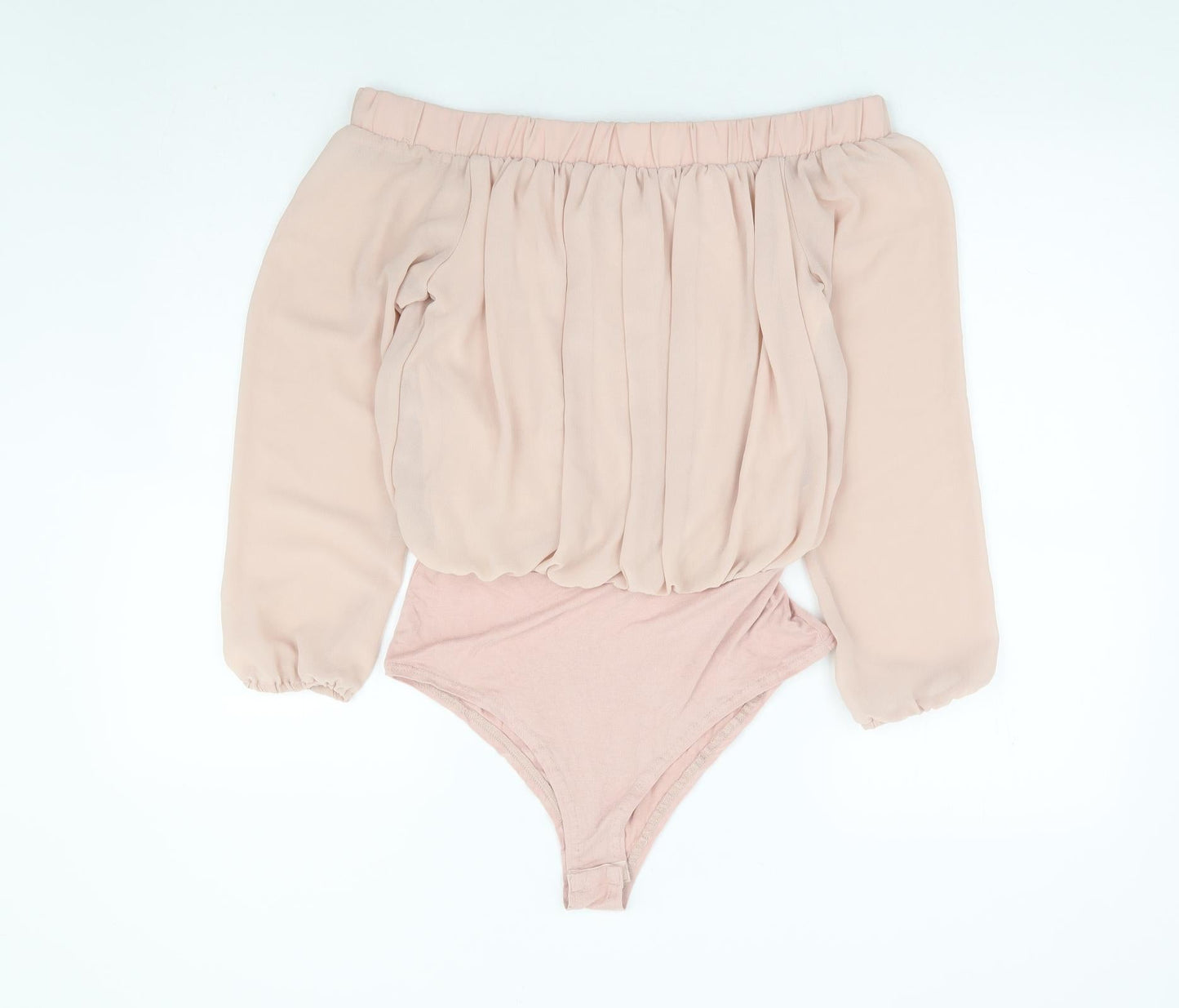 New Look Womens Pink Polyester Bodysuit One-Piece Size 10 Snap