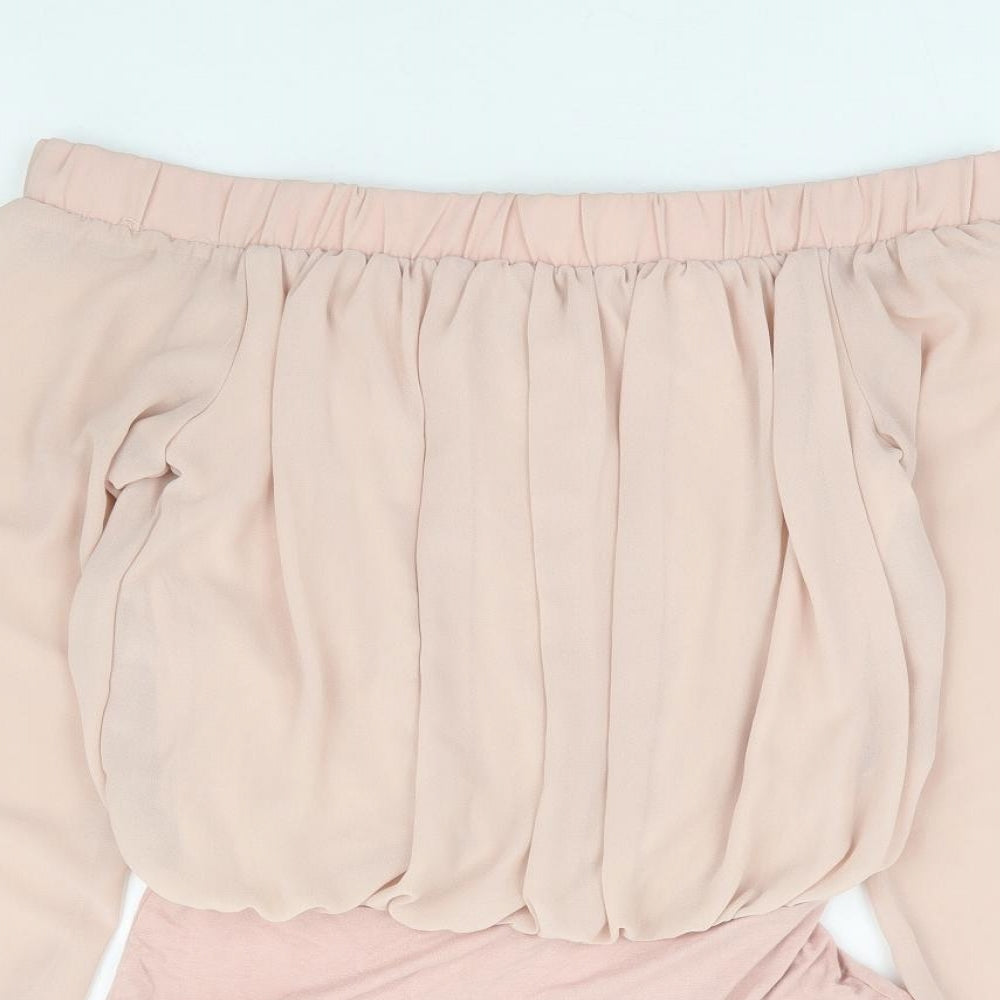 New Look Womens Pink Polyester Bodysuit One-Piece Size 10 Snap