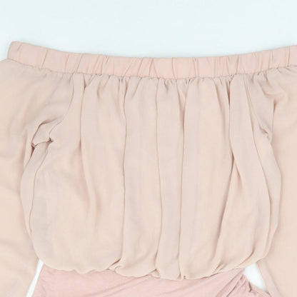 New Look Womens Pink Polyester Bodysuit One-Piece Size 10 Snap