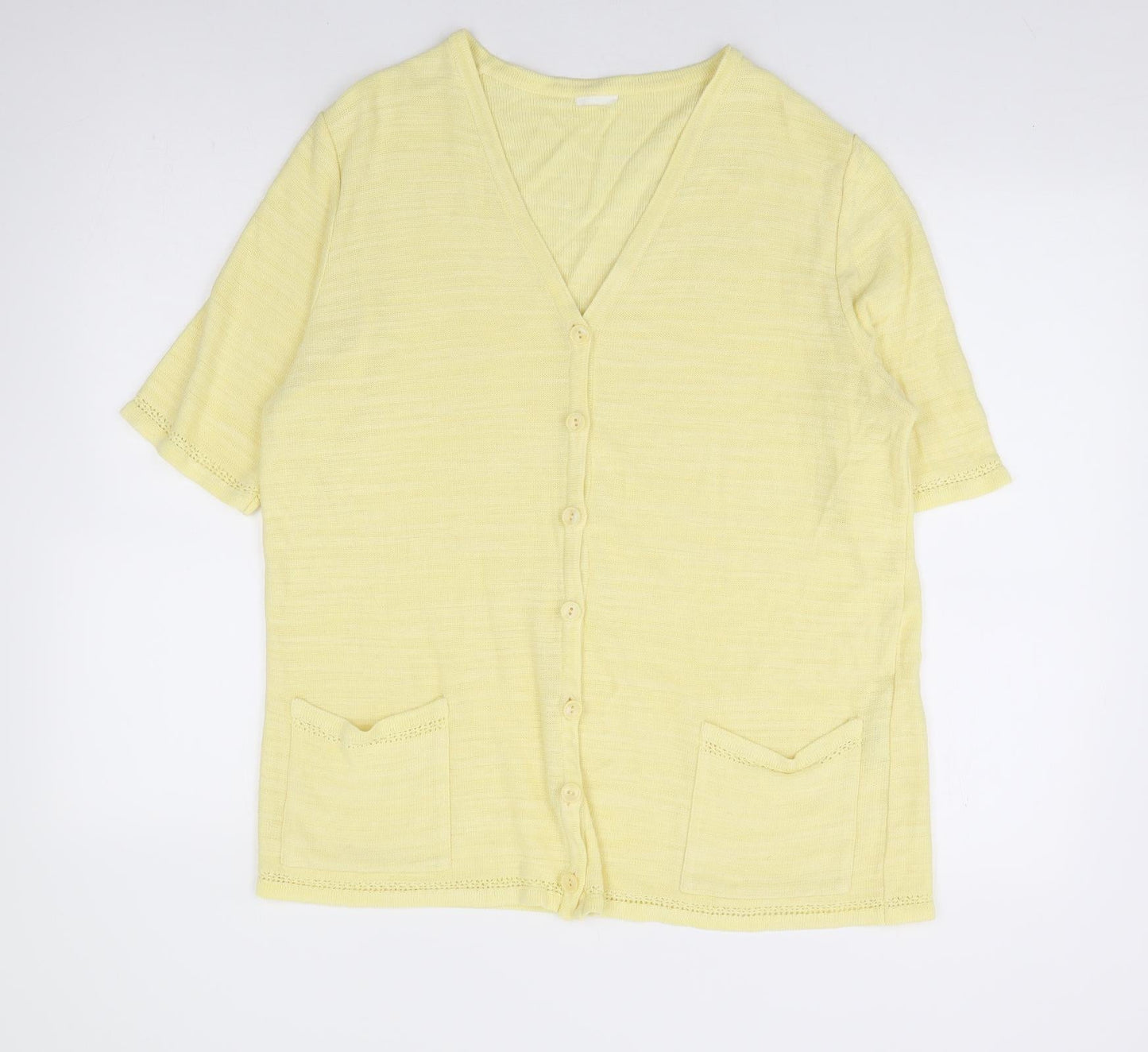 Womens UK Size 16 Preworn Yellow Cardigan Jumper
