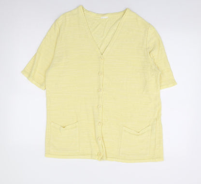 Womens UK Size 16 Preworn Yellow Cardigan Jumper