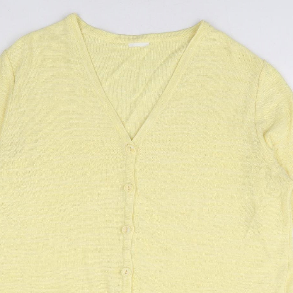 Womens UK Size 16 Preworn Yellow Cardigan Jumper