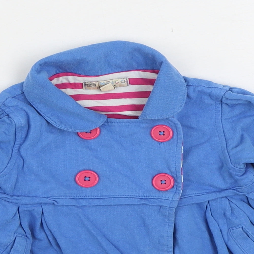 Marks & Spencer Girls Blue Jacket Size 2-3 Years Button
