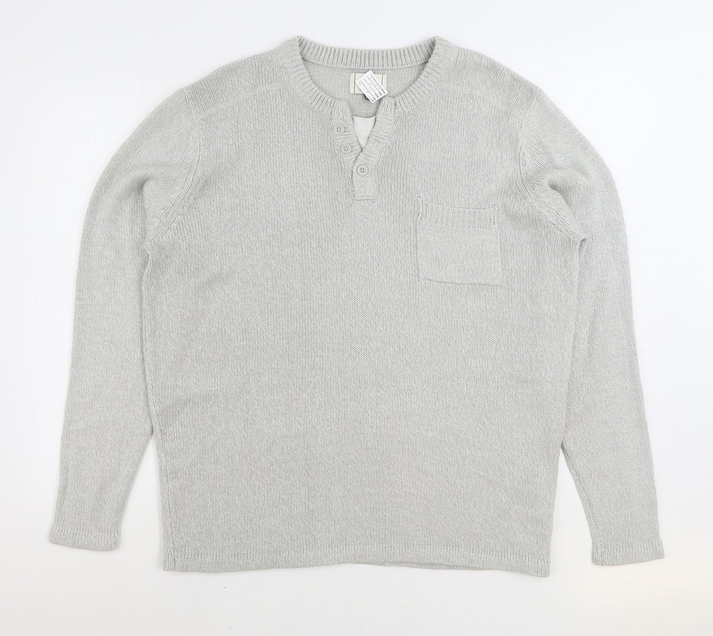 George Mens Grey Round Neck Acrylic Pullover Jumper Size XL