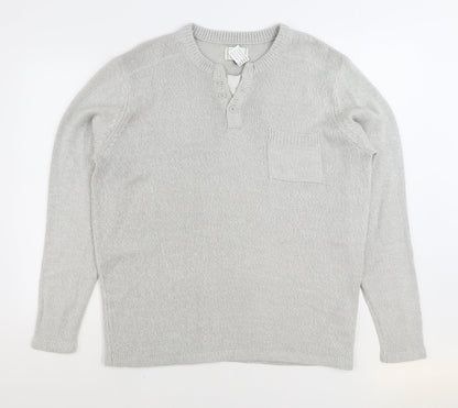 George Mens Grey Round Neck Acrylic Pullover Jumper Size XL