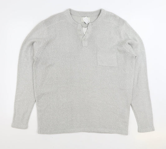 George Mens Grey Round Neck Acrylic Pullover Jumper Size XL