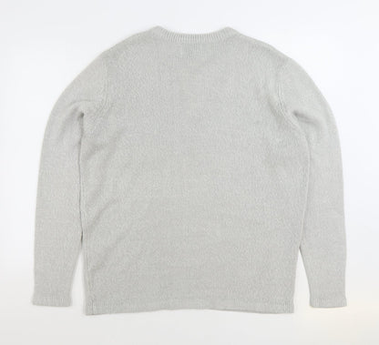 George Mens Grey Round Neck Acrylic Pullover Jumper Size XL