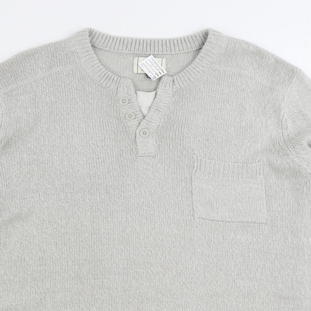 George Mens Grey Round Neck Acrylic Pullover Jumper Size XL