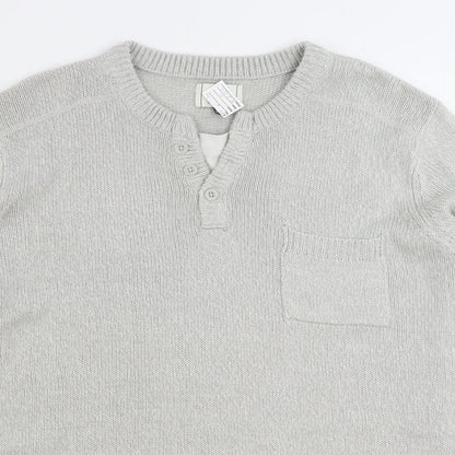 George Mens Grey Round Neck Acrylic Pullover Jumper Size XL