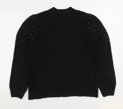 V by Very Womens Black Round Neck Acrylic Pullover Jumper Size 12