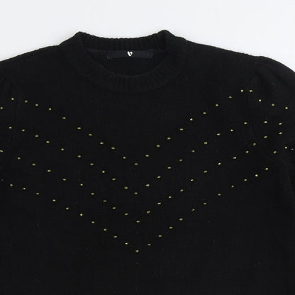 V by Very Womens Black Round Neck Acrylic Pullover Jumper Size 12