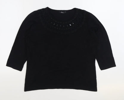 Bonmarché Womens Black Round Neck Viscose Pullover Jumper Size M