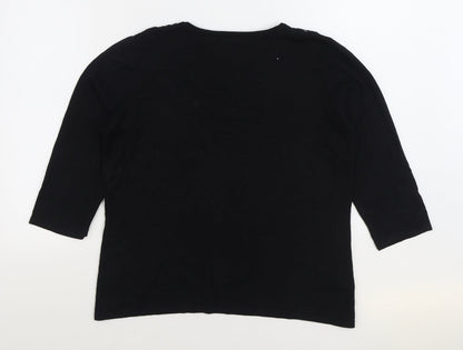 Bonmarché Womens Black Round Neck Viscose Pullover Jumper Size M