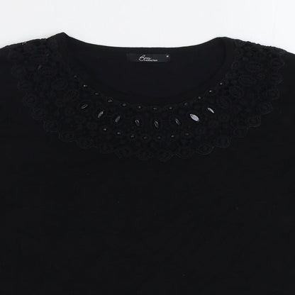 Bonmarché Womens Black Round Neck Viscose Pullover Jumper Size M