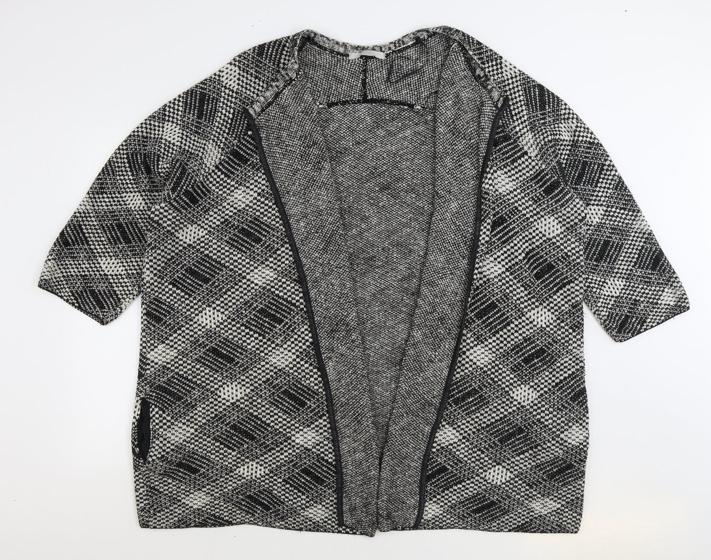 George Womens Grey V-Neck Plaid Acrylic Cardigan Jumper Size L