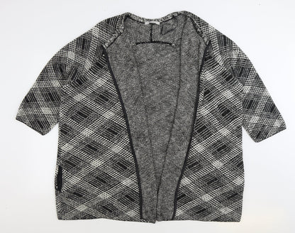 George Womens Grey V-Neck Plaid Acrylic Cardigan Jumper Size L
