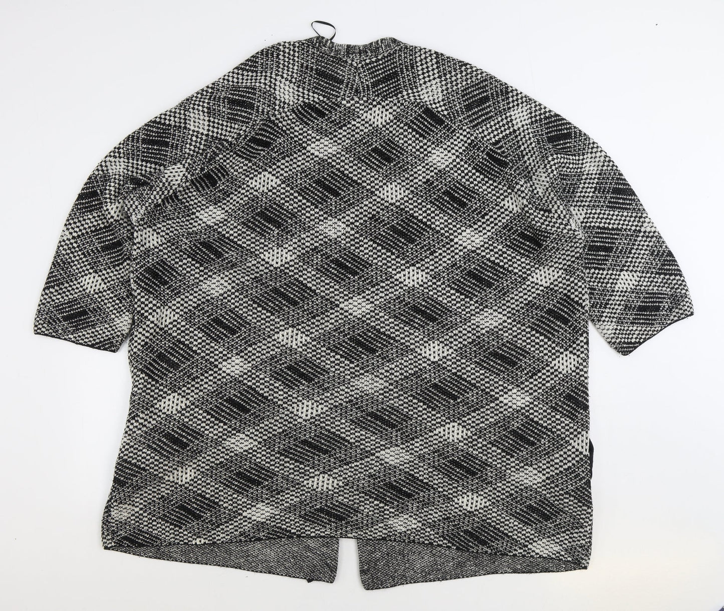 George Womens Grey V-Neck Plaid Acrylic Cardigan Jumper Size L