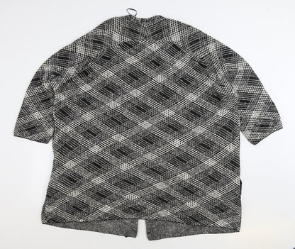 George Womens Grey V-Neck Plaid Acrylic Cardigan Jumper Size L