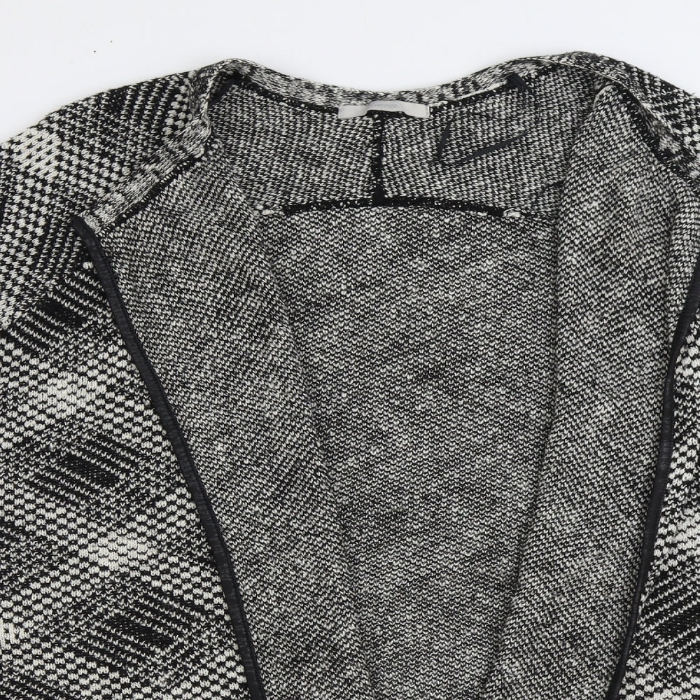 George Womens Grey V-Neck Plaid Acrylic Cardigan Jumper Size L