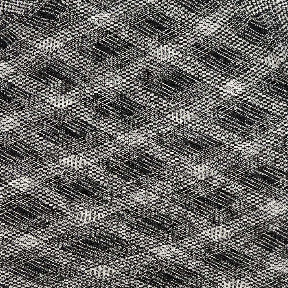 George Womens Grey V-Neck Plaid Acrylic Cardigan Jumper Size L