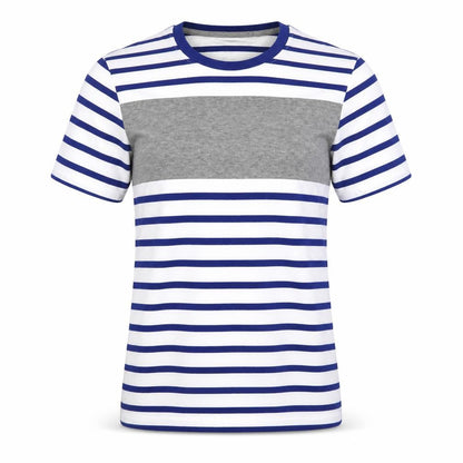 Very Womens Blue Striped Cotton Basic T-Shirt Size XS Round Neck