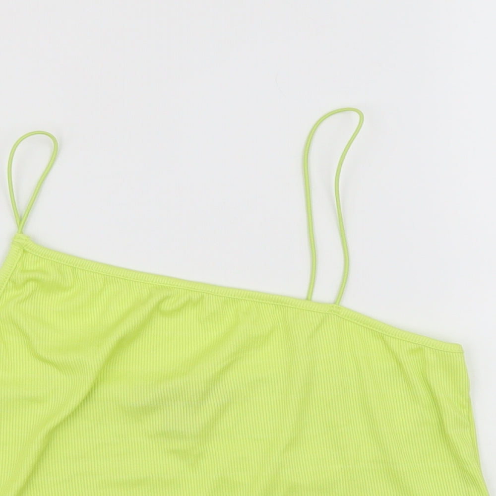 Primark Womens Yellow Polyamide Cropped Tank Size S Square Neck