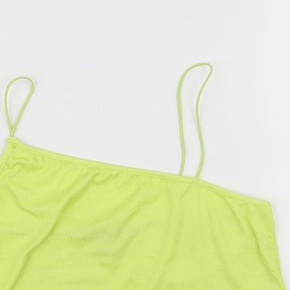 Primark Womens Yellow Polyamide Cropped Tank Size S Square Neck