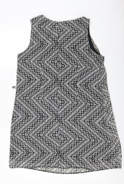Atmosphere Womens Black Geometric Polyester A-Line Size 14 Round Neck Pullover