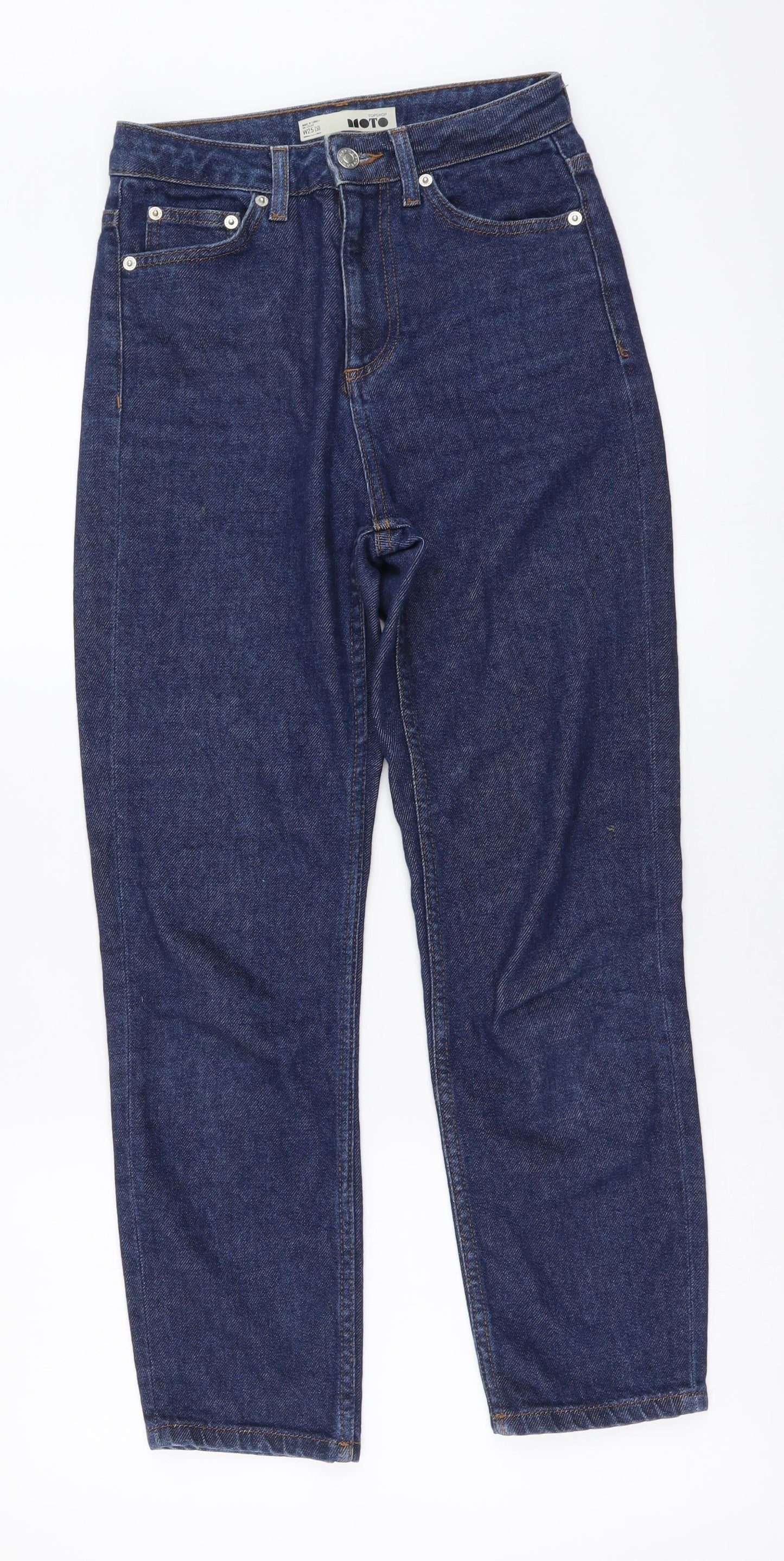 Topshop Womens Blue Cotton Mom Jeans Size 25 in L30 in Regular Button