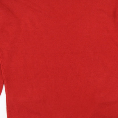 New Lok Womens Red V-Neck Acrylic Tunic Jumper Size 16