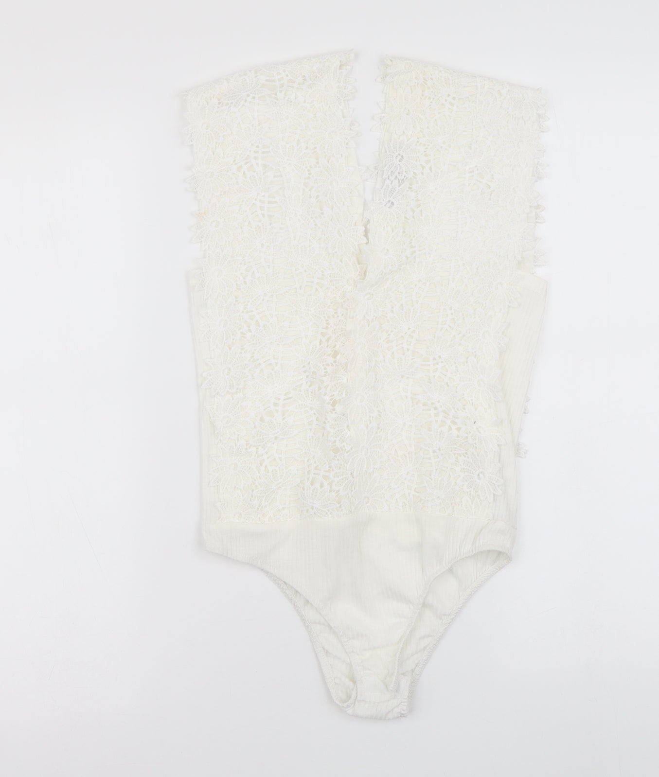 Cameo Rose Womens White Polyester Bodysuit One-Piece Size 8 Snap