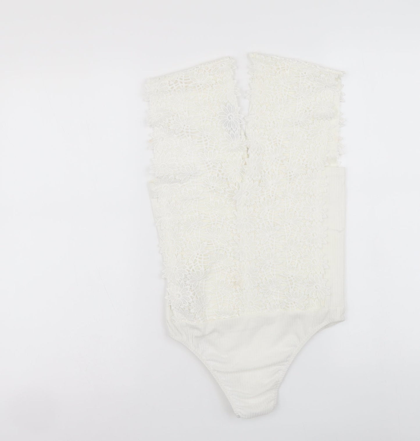 Cameo Rose Womens White Polyester Bodysuit One-Piece Size 8 Snap