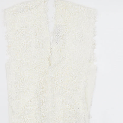 Cameo Rose Womens White Polyester Bodysuit One-Piece Size 8 Snap