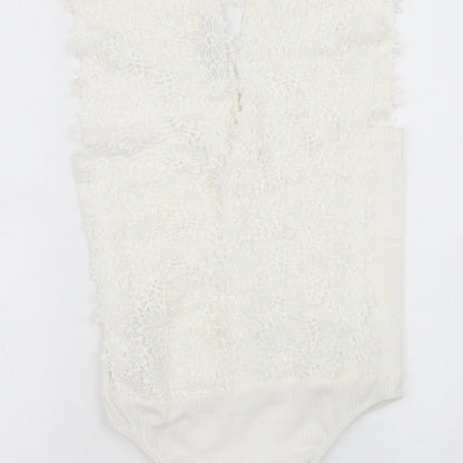 Cameo Rose Womens White Polyester Bodysuit One-Piece Size 8 Snap