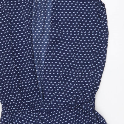 H&M Womens Blue Geometric Polyester Playsuit One-Piece Size 34 Button
