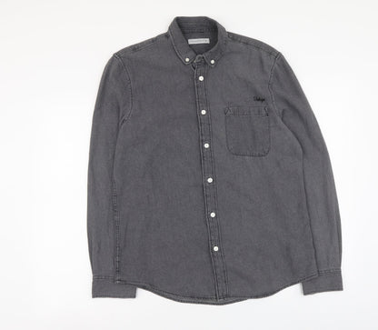 Mens UK Size M Cedar Wood State Grey  Button-Up Long Sleeve Casual Shirt