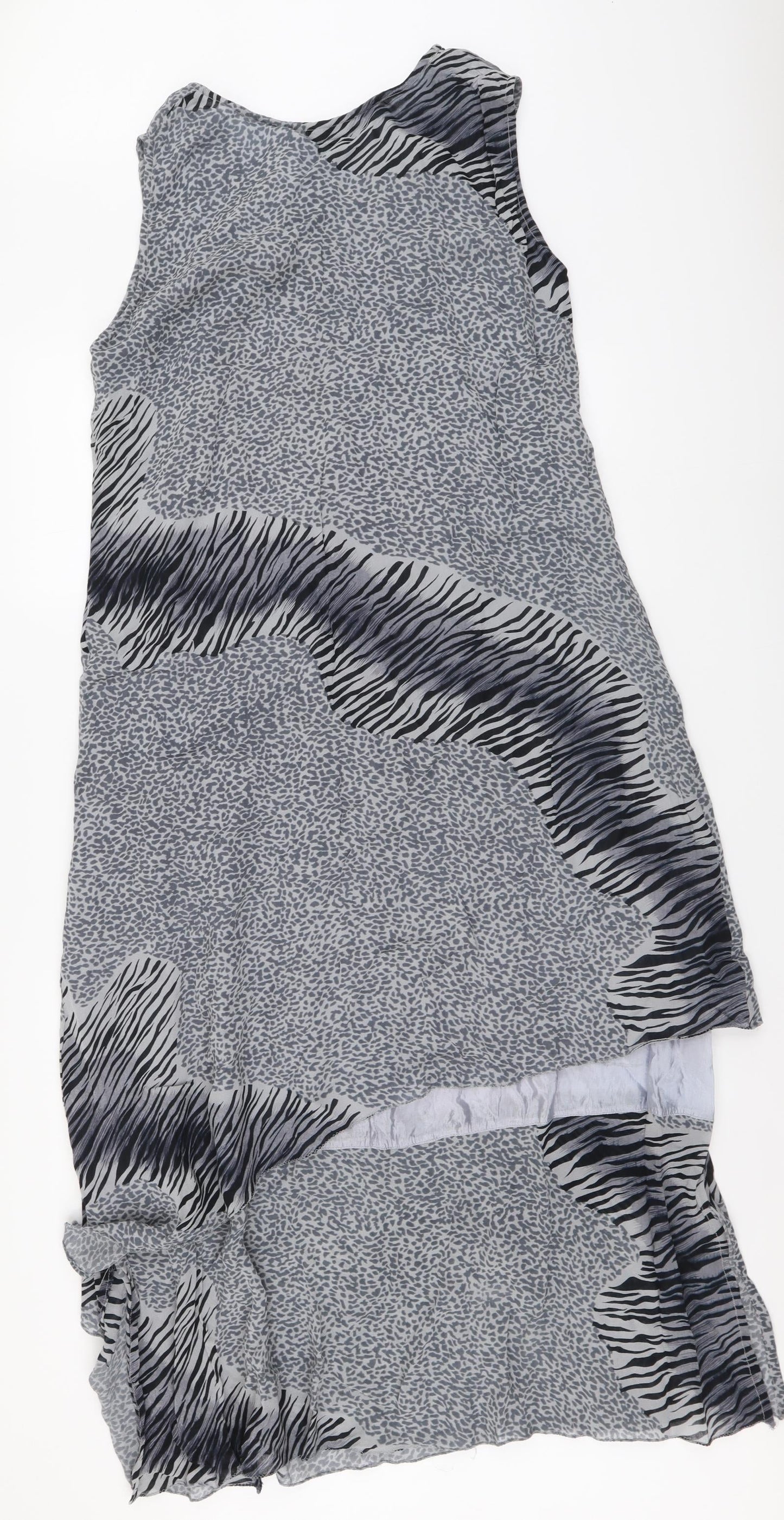 I&D Colors Womens Grey Animal Print Polyester Maxi Size 14 Round Neck Pullover