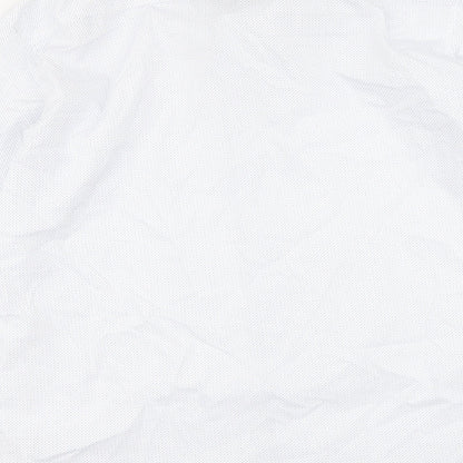 Taylor & Wright Mens White Polka Dot Polyester Button-Up Size 16 Collared Button