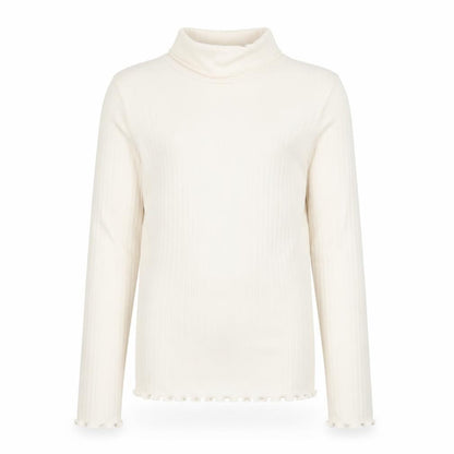 Marks and Spencer Girls Ivory Cotton Basic T-Shirt Size 9-10 Years Roll Neck Pullover