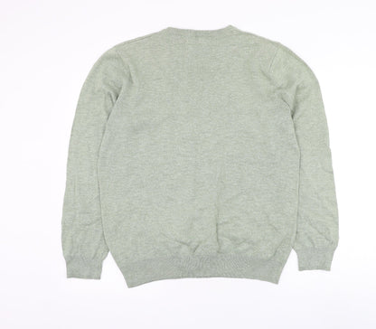 TU Mens Green V-Neck Cotton Pullover Jumper Size M
