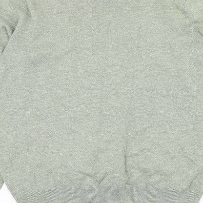 TU Mens Green V-Neck Cotton Pullover Jumper Size M