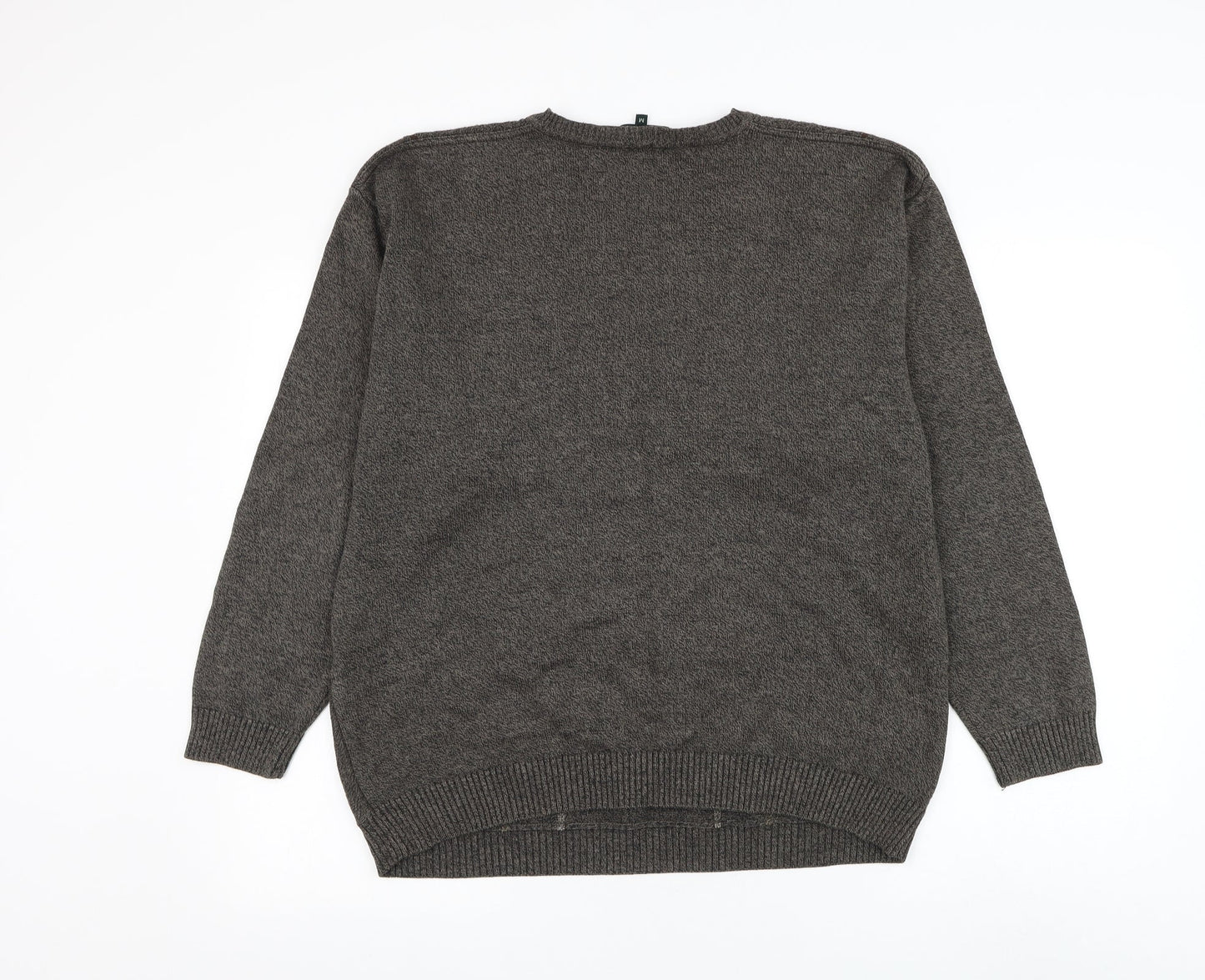 Greenwoods Mens Brown V-Neck Cotton Pullover Jumper Size M