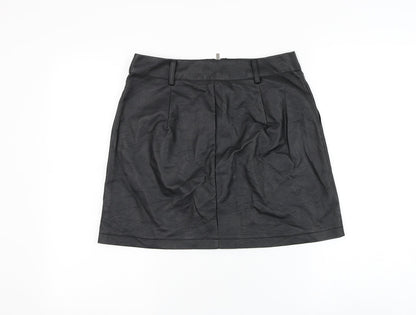 Oasis Womens Black Polyurethane A-Line Skirt Size 10 Zip