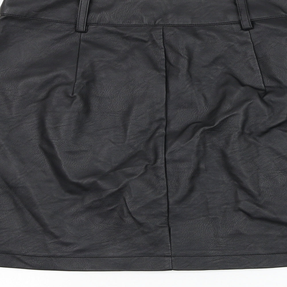 Oasis Womens Black Polyurethane A-Line Skirt Size 10 Zip