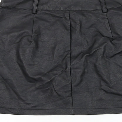 Oasis Womens Black Polyurethane A-Line Skirt Size 10 Zip