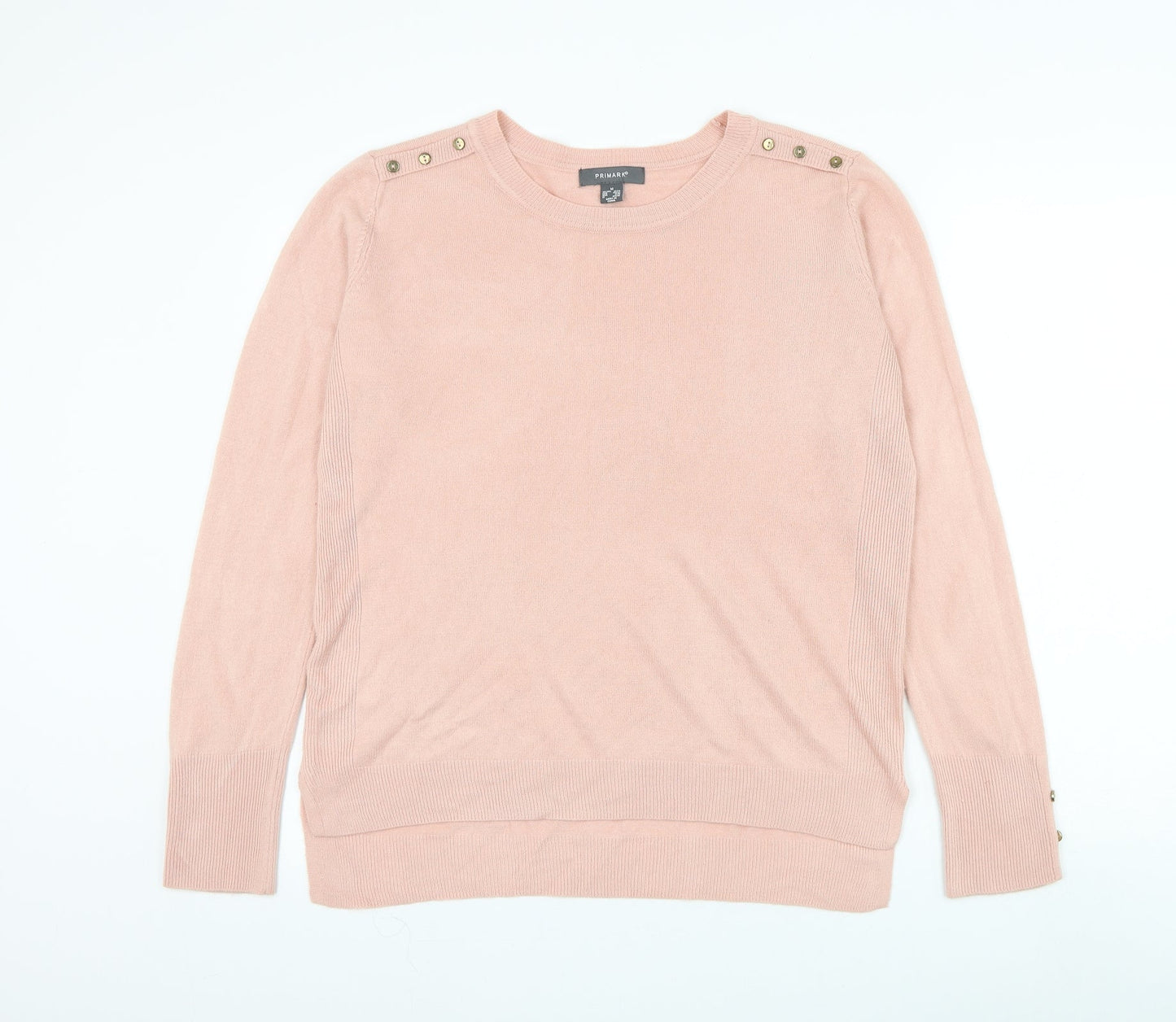 Primark Womens Pink Round Neck Acrylic Pullover Jumper Size 12