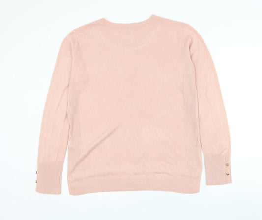 Primark Womens Pink Round Neck Acrylic Pullover Jumper Size 12