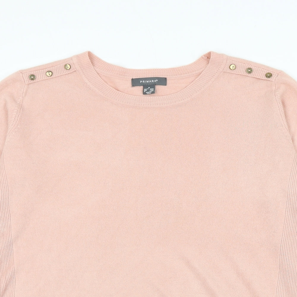 Primark Womens Pink Round Neck Acrylic Pullover Jumper Size 12