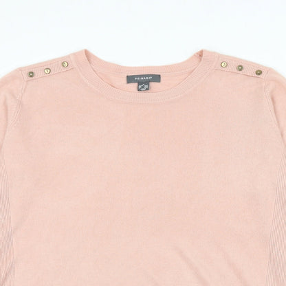 Primark Womens Pink Round Neck Acrylic Pullover Jumper Size 12
